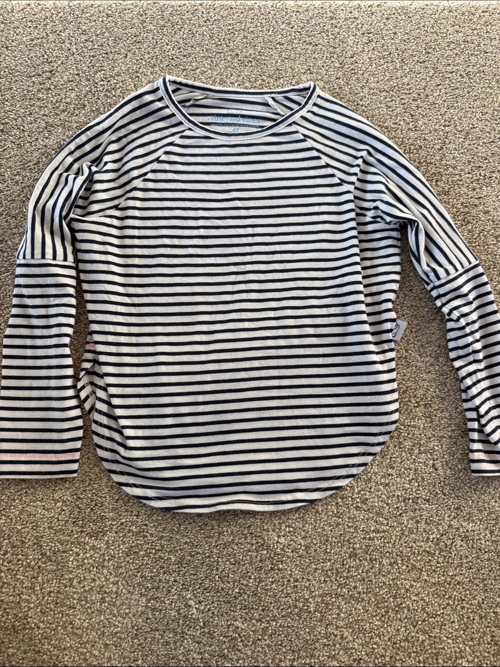 Vineyard Vines Navy & White Striped Long-Sleeve Tee